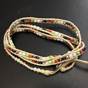 Multicolor Beaded waxed leather Wrap Bracelet